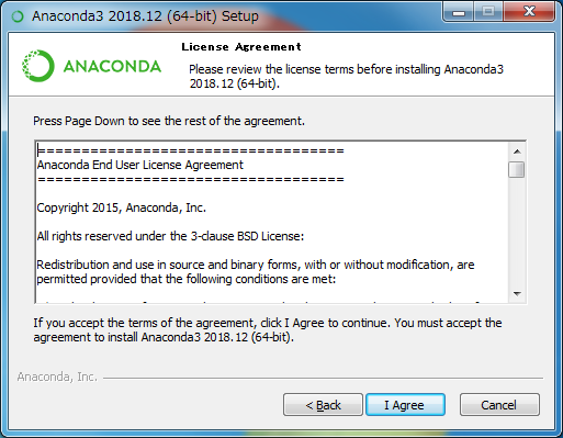 Anaconda for Windows インストーラー